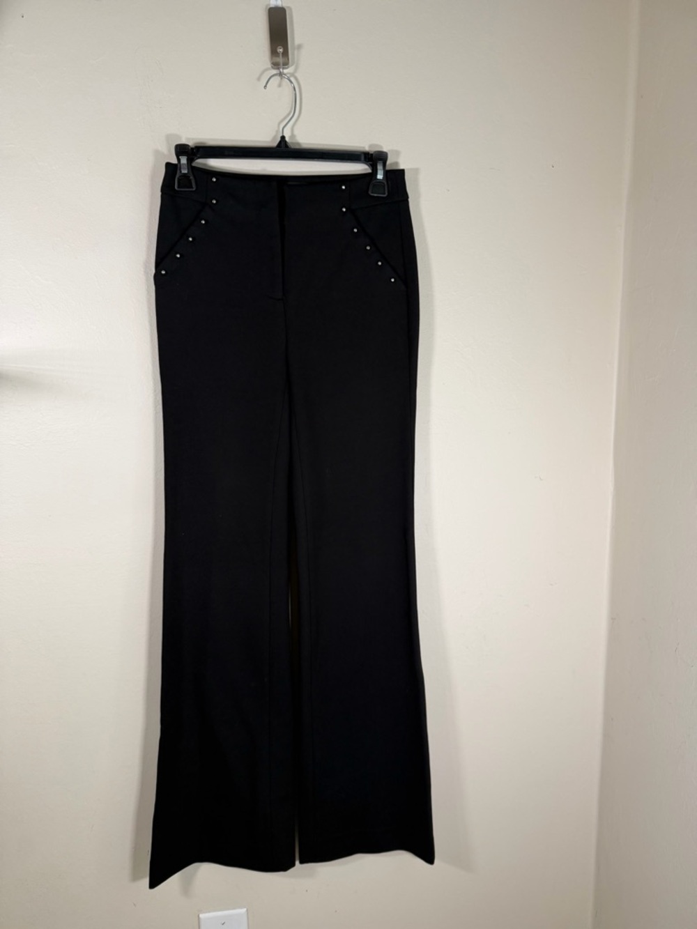 White House Black Market Black Wide-Leg Jeans with Stud Detail
